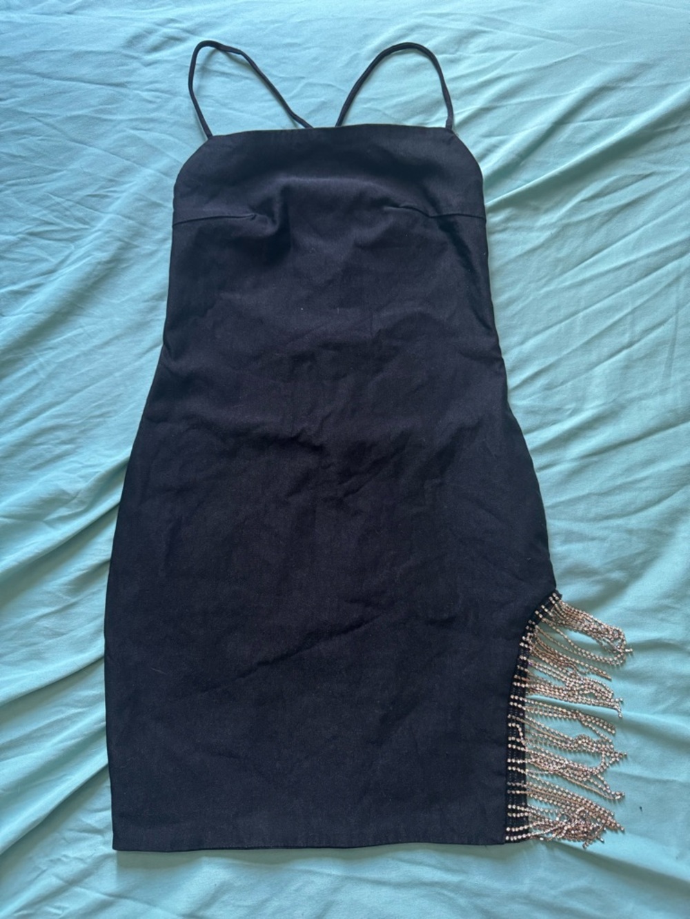 Black Beaded Fringe Bodycon Dress